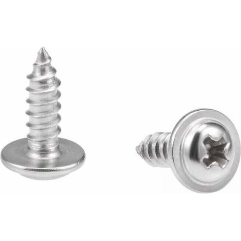 2.6x8mm Phillips Pan Head Self Tapping Screws with Washer Screw 304 Stainless Steel Fasteners Bolts 100pcs