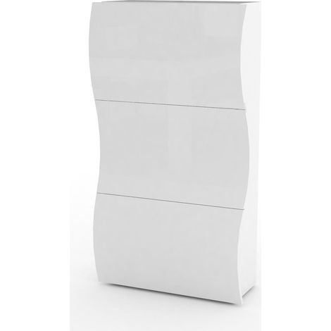Scarpiera 3 Ante a Ribalta 71x26,6x121,4 cm Onda Bianco Lucido (1/4)