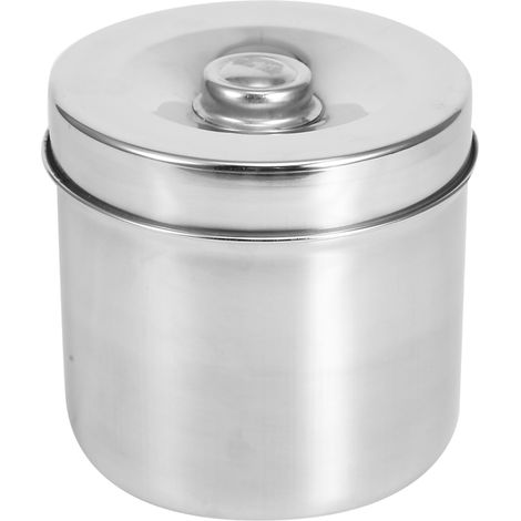 Boîte en acier inoxydable de 12 cm pour pommade, pansement, coton, iode et gaze - Contenant médical réutilisable. (1/5)