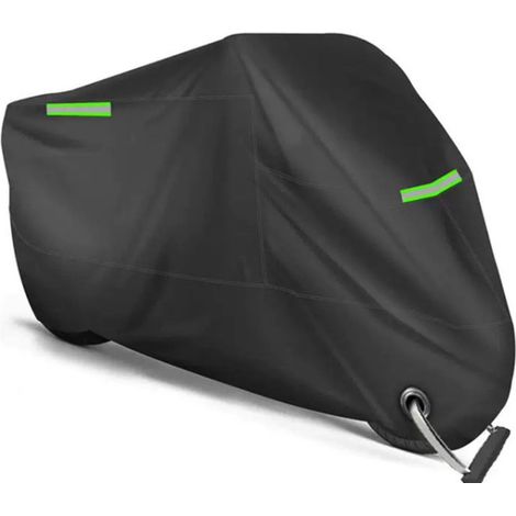 Bâche de protection moto 200×90×100 cm – housse noire imperméable avec bandes réfléchissantes – protection extérieure anti-UV et anti-poussière