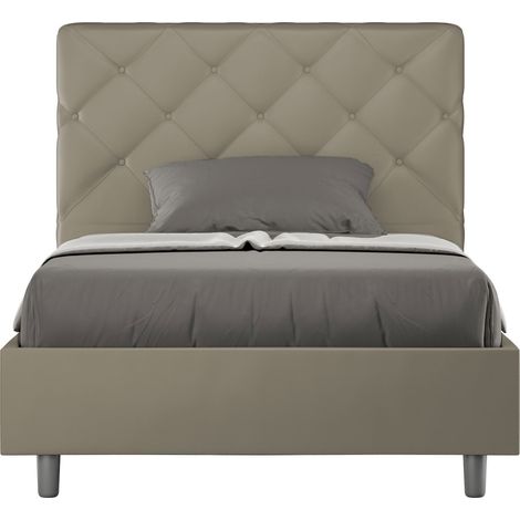 Letto una piazza e mezza contenitore imbottito 120x190 similpelle cappuccino Priya (1/5)