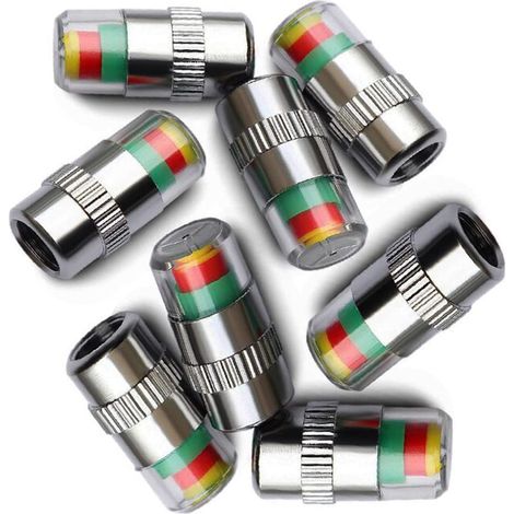 YMYNY - 8 tapas de válvula indicadoras de presión de neumáticos para coche, 3 colores (1/5)