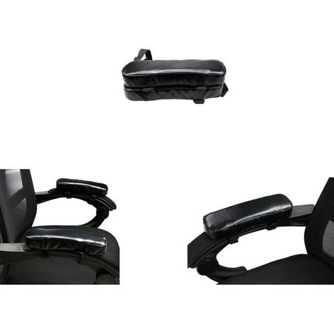 2pcs PU Coussinets D'accoudoirs Support de Coude Coude Oreiller Accoudoir en Mousse Mémoire pour Chaise de Bureau et Chaise de Jeu Coussins de Bras de Chaise (Noir)