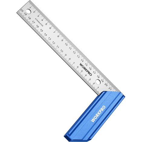 Equerre de Menuisier de 200 MM Lame en Acier Inoxydable et Poignée en Aluminium, Equerre Carrée pour Menuisier, Charpentier et Travail du Bois (1/5)