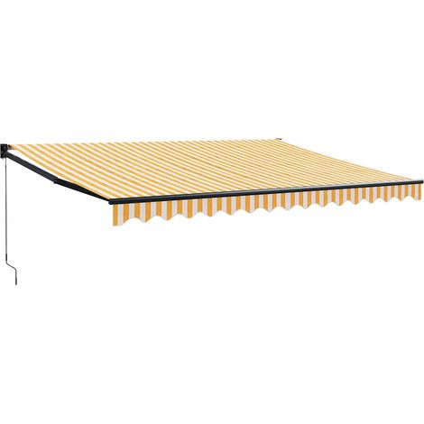 Maison Exclusive - Tenda Sole Retrattile Gialla e Bianca 4x3 m Tessuto e Alluminio
