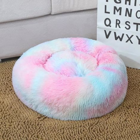 Lit Rond D’arc-en-ciel Extra Large Pour Chats Et Chiens Extra Lavable Avec Coussin, 80  80 CM