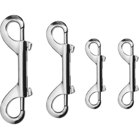 Lot de 4 mousquetons doubles avec articulation pivotante - En acier inoxydable - Pour cordes, connexions laisses de chien et porte-clés - 80 mm, 90 mm, 105 mm (1/5)