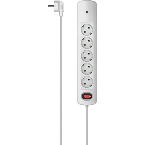 Multiprise 5 Prises Interrupteur, Protection Contre surtensions, 16A-3680W Prise Multiple Rallonge Electrique 1.5m, Securité Enfant, Accroche Murale, Bloc Prises Schuko Compatible France Blanc (1/3)