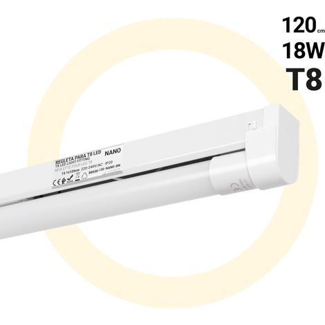 Barcelona Led – Kit réglette avec tube LED T8 18W 120cm – Blanc neutre 4000K – Éclairage économique pour espaces intérieurs – Installation facile