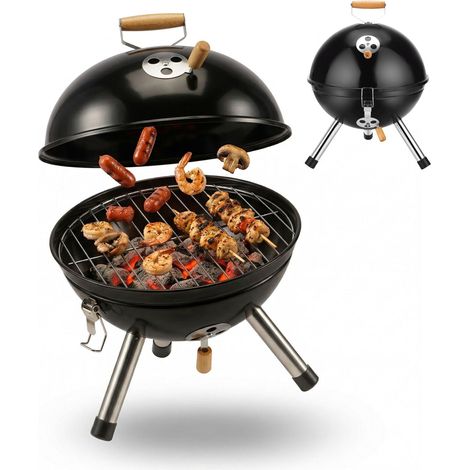 Mini charcoal kettle grill black 30 cm steel 229384445 229384445 (1/5)
