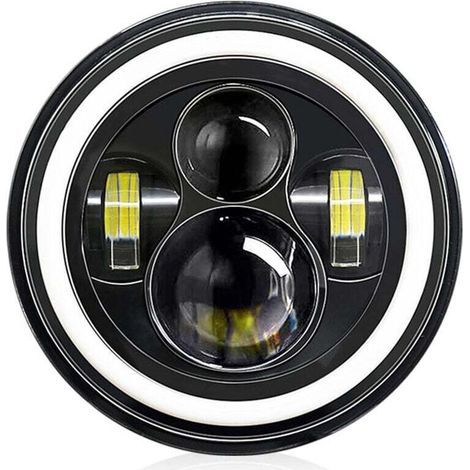 7-inch car/motorcycle LED headlight with DRL/turn signal/low beam/high beam, 7'' round headlight, 6000K, 140W, IP67 waterproof. (1/4)