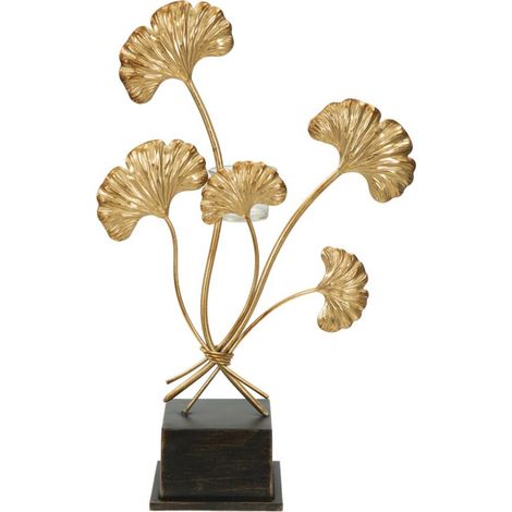 Porta candela "Iris" struttura in metallo color oro e vetro per interni -29 x 44 cm (1/4)