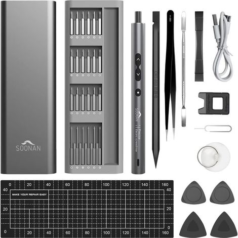 Kit Tournevis De Précision, Tournevis De Precision 62 en 1, Lumières LED Mini Perceuse Electrique, Avec Jeu De Tournevis Pour l'électronique, Montre, Lunettes, Drone, PC MacBooK (1/5)