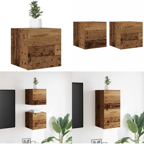vidaXL Meuble TV mural 2 pcs vieux bois 30,5x30x30 cm (1/5)