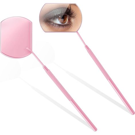 Lot de 2 Miroir, Acier inoxydable, Détachable, Poignée antidérapante, Extension de cils (1/5)