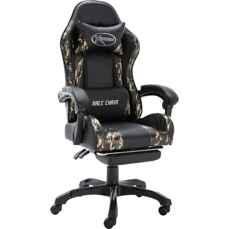vidaXL Sedia da Gaming con Poggiapiedi Nera e Mimetica in (1/5)
