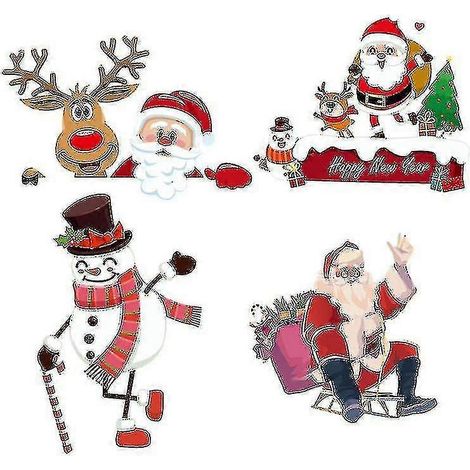 Lot de 4 autocollants de Noël amovibles pour interrupteurs muraux - Adorables autocollants pour interrupteurs (1/3)