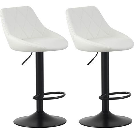 Set of 2 Bar Stools, Height Adjustable Swivel Barstools, Counter Stools with Backrest, Faux Leather Seat, Footrest and Metal Base for Home, Kitchen and Restaurant Stanley CREAM