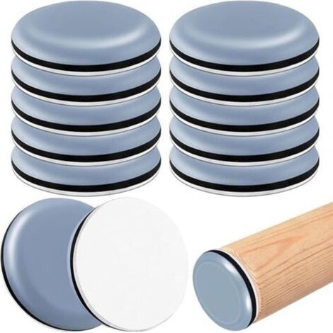 12Pcs Self-Adhesive Teflon Pads (Round) Ø50mm Self-Adhesive PTFE Furniture Glides Furniture Glide Pads for Effective Protection of Parquet, Tiles, Laminate Floors (Round, 50mm) (1/5)
