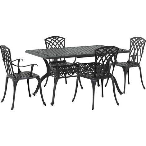 Maison Exclusive - Garten Essgruppe 5 pcs Schwarz Aluminium