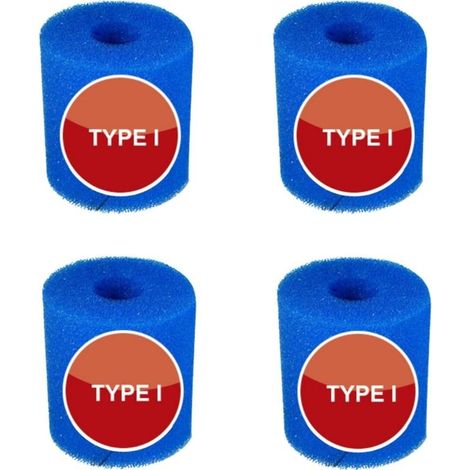 4 cartouches filtrantes réutilisables en mousse bleue pour piscine, 8,8 x 7,8 cm, type I, pour l'entretien des systèmes de filtration à sable (I) (1/5)