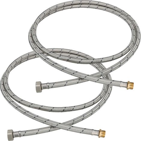 Connettore flessibile 3/8” 1/2” femmina-maschio in acciaio, 200 cm, set da 2 pezzi (1/5)