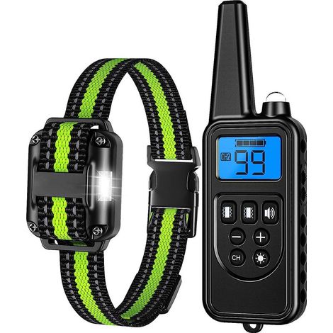 Collier de dressage électrique pour chiens Portée de la télécommande de 800 m avec écran LCD, télécommande pour animaux de compagnie, collier rechargeable étanche (1/5)