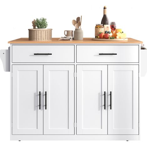 Desserte avec plateau rabattable 120x46(70)x91 cm,blanc,avec roulettes et pieds en bois interchangeables,idéale pour cuisine et salle à manger (1/5)