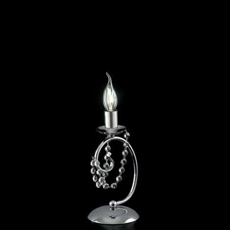 Lumetto comodino in ferro cromato con strass cm 27 h