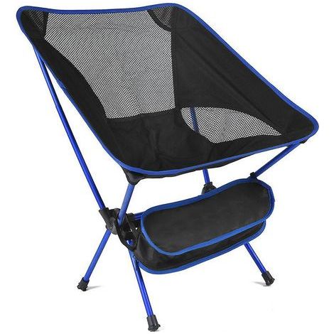Silla plegable portátil para camping (azul oscuro), bolsa de transporte y bolsillo lateral, silla plegable ultraligera para camping, silla plegable portátil (1/5)