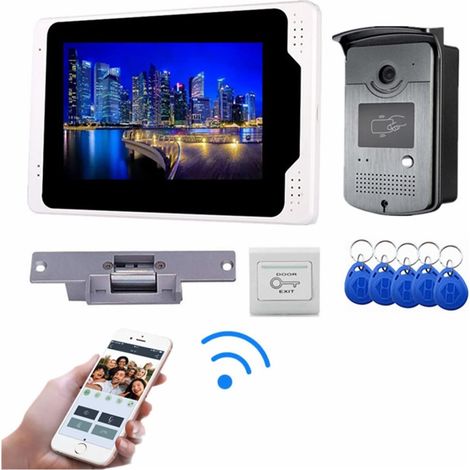 Caméra de sécurité sans fil avec sonnette vidéo Système d'interphone vidéo WIFI sans fil sonnette de porte Tuya IP visiophone for maison appartement écran tactile carte RFID déverrouillage à distance (1/5)