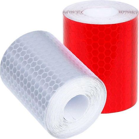 2 rouleaux de ruban adhésif de signalisation, ruban réfléchissant, ruban de sécurité, blanc et rouge, 50 mm × 3 mètres (1/4)