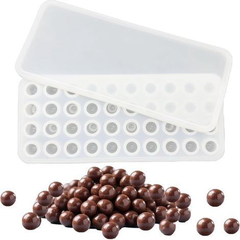 Molde esférico de silicona para chocolate，mini molde esférico de silicona para chocolate con tapa，silicona，blanco，20 mm，2 cm (1/2)