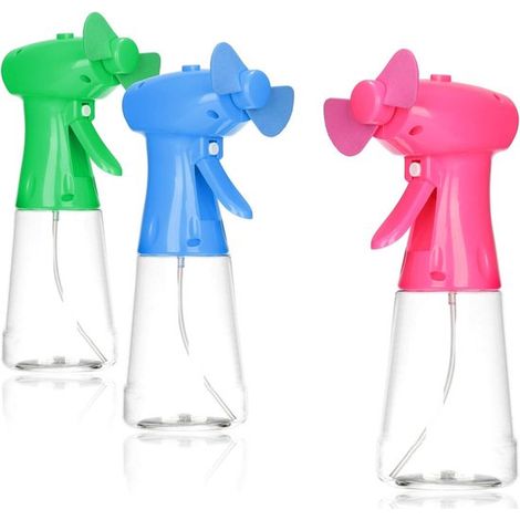 3 Ventilatoren mit Sprühflasche – Nebelventilatoren – Kühlung im Sommer – Mini-Handventilatoren mit Wassernebel [Auswahl variiert] (3 Stück) (1/5)
