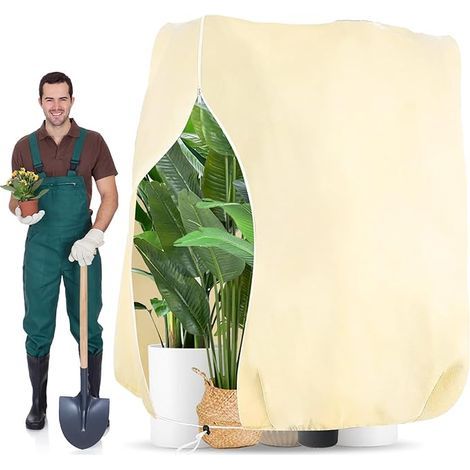 180x120cm 70g/m² Voile Hivernage Plante Exterieur, Indéchirable, Réutilisable Protection Hivernale pour Plantes avec Fermeture Éclair, Beige Housses de Protection pour Plantes pour Palmiers, Olivier (1/5)