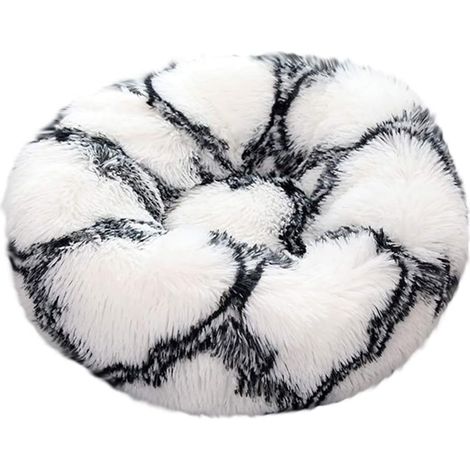 Lit pour chien Lit pour chat rond Matelas pour animaux de compagnie Doux, confortable, chaud, imperméable, antidérapant, tapis pour chien lavable (Diameter:40cm, Black White Grid)-Fei Yu (1/5)