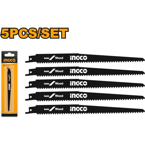 SET 5 Lame Ricambio Per Legno 6TPI Per Seghetto Gattuccio INGCO (1/3)