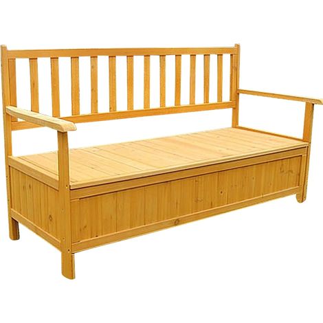 Mucola – Banc de jardin coffre en bois 3 places – Dimensions 145x61x85 cm – Grand espace de rangement – Construction robuste et élégante (1/5)