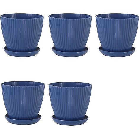 Pots de fleurs en plastique pour plantes, lot de 5 pots de 15 cm avec trous de drainage et soucoupes, pour usage personnel. (1/5)