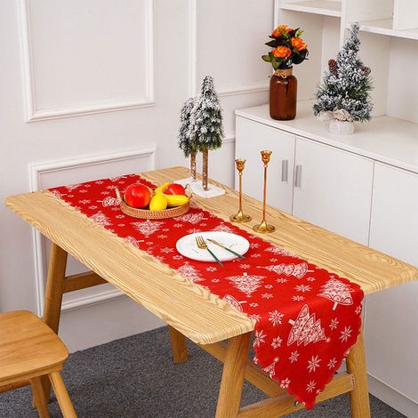 Chemise De Table De Noël - Imprimé Bonhomme De Neige Et Père Noël - 180 X 35 Cm - Polyester - Pour Décoration Intérieure Et Extérieure - 1 Pièce (1/5)