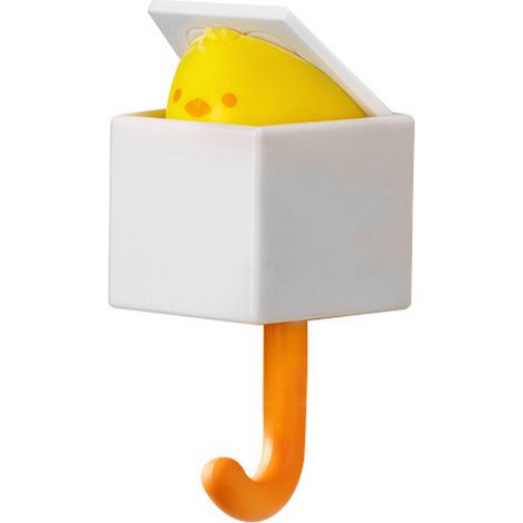 Crochet mural mignon ABS, charge 1,5 kg, adhésif multi-usages pour manteau et clés, petit poulet jaune (1/5)