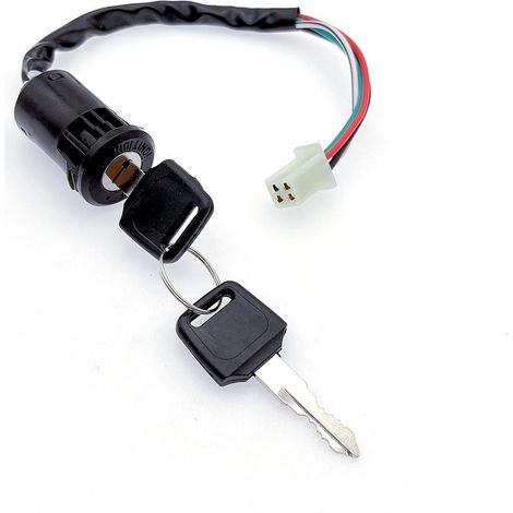 4-fils Contacteur à clé de contact pour ATV 50-250cc, barillet et clé d'allumage pour quad, contacteur d'allumage et clé pour moto tout-terrain, karts, buggy des dunes, moto (1/5)