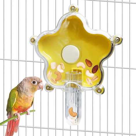 Roue d'alimentation pour perruches calopsittes, jouet tournant pour cage à perroquets, distributeur de nourriture ludique et stimulant pour perruches ondulées, inséparables et canaris (jaune) (1/5)