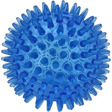 Cutie's PetBox Squeaky Rubber Spike Toy Ball for Medium, Large Dogs (3.5 Inch, Blue) (1/4)
