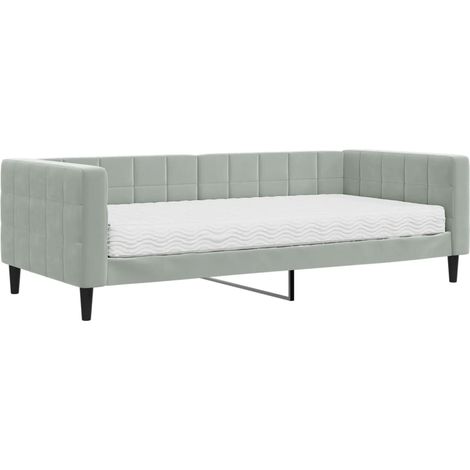 Maison Exclusive - Tagesbett mit Matratze Hellgrau 90x200 cm Samt