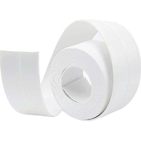 Ruban d'étanchéité anti-moisissure et imperméable, joint silicone blanc pour salle de bain et baignoire, ruban adhésif doux adapté à la cuisine, les toilettes et le coin - 3.2m x 3.8mm - OUYLAF