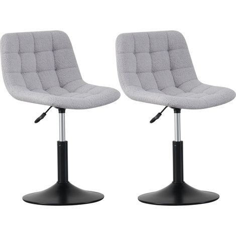 Soft Fabric Dressing Table Chair, Height Adjustable Swivel Desk Home Office Chair,Footrest and Metal Base for Bedroom Vanity & Office Drake LIGHT GREY (1/5)