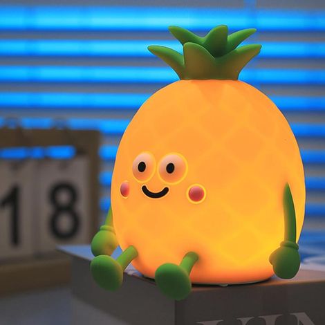 LED pineapple night light for children, 7 colors, dimmable, touch-sensitive, timer for baby's room (1/5)