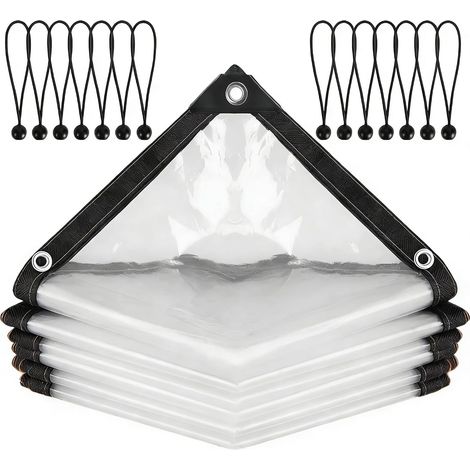 3x4m Bâche Transparente avec Oeillets Bâche Imperméable en Plastique avec Élastique de Serrage Bache de Protection Exterieur- pour Camping Balcon Jardin Plantes Serre Chapeau pour Animaux Toit (1/5)