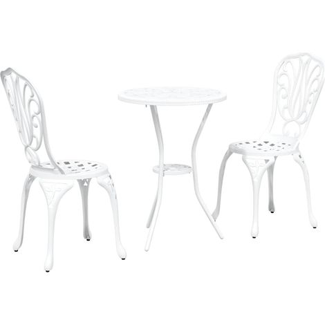 Maison Exclusive - Set Bistro da Giardino 3 pcs Bianco Alluminio